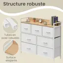 JOYFURNOS  Commode avec 7 Tiroirs, Armoire, Structure en Métal, Style Industriel, Blanc et Beige image 7