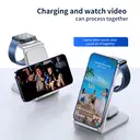 Rexsun 3 in 1 Wireless Charger, 22W Fast Charging Station Desktop Wireless Charging, Aluminum Alloy, Phone and Watch Charger Stand for iPhone Air/17/16/15/14/13/12/11/Pro Max/X/8, Apple Watch, Adapter Not Included, T6, Silver image 5