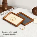 Oirlv Wood Square Flat Jewelry Display Organizer Tray Beige Microfiber Blank Tray Jewellery Jewelry Trays Luxury For Drawers Rings Display Earring Necklace Storage Display, 1pcs image 3