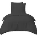 LeBonsoir Parure de lit brossée avec 1 housse de couette 155 x 220 cm et 2 taies d’oreiller 80 x 80 cm, avec fermeture éclair - Gris foncé image 1