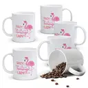 Alphynix 1 Mug blanc 33cl avec "VERRÜCKTE FLAMINGO-DAME" markantem Spruch & rosa Cartoon-Flamingo, verspieltes tropisches Weihnachts- oder Thanksgiving-Geschenk,Le cadeau de la saint-valentin, cadeau d’anniversaire image 0