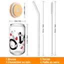 Alphynix Gobelet en verre avec couvercle en bambou et paille 500 ml - Love  image 5