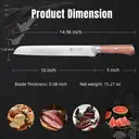 YOTSUBA 38cm Hand-Forged Bread Knife, Hollow Groove Design, Multi-Layer Steel Blade, Rosewood Handle Kitchen Knife image 5