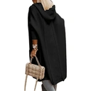 Women's Long Cardigans Cable Knitted Open Front Oversized Hooded Outerwear Sweater Coat (Black, XL) image 3