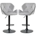 HOMCOM Bar Stools Adjustable Quilted Geo Velvet Grey/Black 2pcs image 1