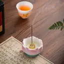 JU7CER 1pc Incense Burner for Home Use Indoor Ceramic Lotus-Shaped Incense Holder Incense Offering Burner Aromatherapy Burner Tea Ceremony Incense Burner Sandalwood Incense Burner Hui Lian Incense Holder image 5