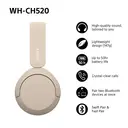 Sony WH-CH520 Wireless On-Ear Headphones (Beige) image 1
