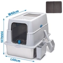 Nobleza Closed stainless steel cat litter box/With cat litter mat and cat litter scoop/L60*W40*H44cm/Grey/UKHigh-quality stainless steel, wear-resistant and scratch-resistant;Large size, more comfortable and spacious;Easy to clean, no odor;Complete accessories image 1