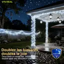 VIVREAL Lot de 2 guirlandes lumineuses solaires en fil cuivre – 8 m (26 pieds), 80 LED, blanc froid, étanches pour l’extérieur, guirlandes féeriques pour jardin, terrasse et décoration festive, IL-CSL-BB01, offre spéciale Nouvel An, meilleur cadeau image 5