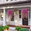 4Pcs 28.7in/72.8cm
Artificial Hanging Flowers for Outdoors Fake Plants Decoration,Faux Silk Colorful Daisy Eucalyptus Realistic for Outside Home Planter Porch Patio Yard Decor(purple) image 5