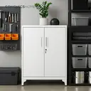 Ochama x SONGMICS Armoire de Bureau à 2 Portes, Verrouillable, en Acier, pour Bureau, Salon, Blanc image 4