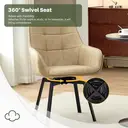 CLIPOP 360° Swivel Dining Chairs Cream Faux Leather Upholstered Kitchen Chairs without Wheels Ergonomic Office Desk Chair with Arms and Metal Legs for Home Restaurants 0407-s cream 55*45*82.5 cm image 4