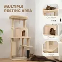 PawHut Cat Tree for Indoor Kittens, 132cm Cat Tower with Scratching Posts and Pad, Bed, House, Jumping Platform, Grooming Brush, Toy Balls, Anti-Tip Kit, Cat Climbing Frame, Beige image 8