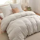 Bedsure Parure de lit effet coton lavé 100 % polyester Natural - 1 housse 200 x 200 cm et 2 taies 80 x 80 cm image 1