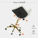 HULALA HOME Vanity Chair with wheels Criss Cross Legged Armless Adjustable Height Velvet Swivel Chair for Home Office Bedroom, Tan image 3