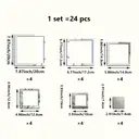 24pcs PVC mirror-finish hollowed-out rectangular acrylic stickers, self-adhesive, waterproof, removable.silver image 4