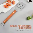 Huacan Outdoor barbecue shovel with wooden handle, stainless steel metal shovel with bottle opener, frying shovel, 1 piece image 1