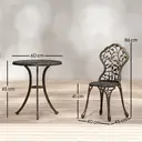 Outsunny 3 Pcs Aluminium Bistro Set Garden Furniture Dining Table Chairs Outdoor Seat Patio Seater Brown image 2