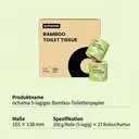 ochama Bambus Toilettenpapier, Fünf-lagig Verstärkt, Rollen-Packung mit Kern, Ungebleichtes Bambuszellstoffpapier, Badezimmerpapier, 200g * 27 Rollen, Familienpackung image 4