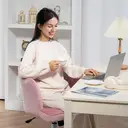 HOMCOM Computer Desk Chair, Armless Makeup Vanity Chair with Shell Back, Bow Pillow, Height Adjustable, Swivel Wheels for Home, Bedroom, Pink image 6