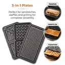 Tower T27032 3-in-1 Deep Filled Snack Maker with Non-Stick Coated Plate and Automatic Temperature Control, 900W, Stainless Steel image 2