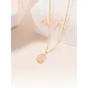 17-Inch Gold Plated Oval Stone Pendant Necklace, Pink Natural Look Gemstone Charm Jewelry image 3