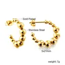 18K PVD Gold Stainless Steel Chunky C-Shape Hoop Earrings, Hollow Geometric Open Hoop Jewelry Set image 7
