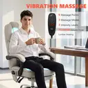 HOMCOM Office Chair with 6-point Vibration Massage and Heat, Velvet-feel Fabric Desk Chair with Footrest, Linkage Armrests, High Back, Adjustable Height, 135° Reclining for Home Office, Cream White image 3
