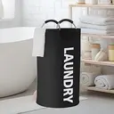 Vilscijon 90L Large-Capacity Laundry Hamper - Foldable Dirty Clothes Basket, Clothing Storage Bin, Black image 2