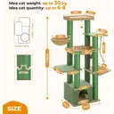 PAWZ Road Grand arbre à chat avec hamacs, griffoirs et niche vert - 170 cm image 6