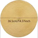 PP Round Placemat
BL Straw Yellow，Round Braided Placemats 36.5cm Round Table Mats for Dining Tables, Natural pp Woven Heat Resistant Placemats, Set of 6 image 5