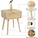 GRAVFORCE Bedside Table Set of 2 Modern Side End Table with Drawers Slim Bedside Tables for Bedroom Living Room Solid Wood Legs 1 Drawer image 2