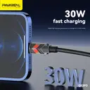 Câble de Données PAVAREAL en Alliage de Zinc Noir 30W PD CTOC à Charge Ultra Rapide avec Arrêt Automatique et Changement de Couleur image 3