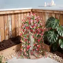 4Pcs 29.5in/75cm
Artificial Faux Hanging Flowers Plants for Outdoor Decor Outside Fake Mums Violets with Eucalyptus Realistic Daisy Trailing Vines for Yard Balcony Porch Decor(red&pink) image 4