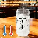 Alphynix Gobelet en verre avec couvercle en bambou et paille 500 ml - Lettre T noire image 4