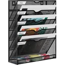 Senhoglb Porte-revues mural A4 en maille métallique avec 6 compartiments - Noir image 0