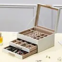 JORDAN&JUDY Multi-Layer Jewelry Box Small Earring Box Ring Storage Box Necklace Box Earring Jewelry Case - 3 Layer White image 6