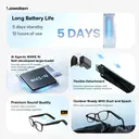 LAWAKEN AI Chat City Classic AI Smart Audio Glasses, 128 Languages Real-Time Translation, AI Note for Meeting Summary, AI agent of ChatGPT Gemini Claude, Waterproof, Lightweight, Long battery, Prescription Lenses, 5.3 Bluetooth, Hands-Free Wearable, Open-Ear Music & Calls, for ios android, Standard Size, for Daily Use image 10