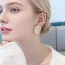 VoxorAI European and American style white geometric cat's eye stone earrings, stud earrings, ear studs, all seasons image 2