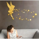 WhereHike Lot de 8 stickers miroir en PVC La Fée Clochette 22 x 20 cm - Doré image 1