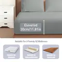 LeBonsoir 90x190cm Fitted Sheet， 30CM/12Inch Deep Pocket - 100% Cotton， No-Pop Off Elastic， 1 Fitted Sheet Only-Light Gray image 2