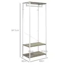 HOMCOM Coat Rack, 2-in-1 Clothes Stand with Shoe Storage, 168cm Free Standing Hall Tree with Rail and 2 Storage Shelves for Hallway, Entryway, Bedroom, Grey and White image 2