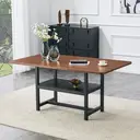Table à manger rectangulaire style industriel couleur noyer 160×90×76 cm étagère de rangement multifonctionnelle + pieds en métal noir table pour 4-6 personnes image 1