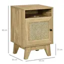 HOMCOM Bedside Table Rattan 1 Door Oak Effect image 4