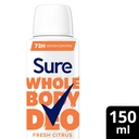 Sure Women Fresh Citrus Whole Body Deodorant Spray 150ml image 3