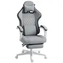 HOMCOM Ergonomic High Back Gaming Chair for Adults, Printed Velvet Computer Recliner Chair with Footrest, Lumbar Support, Adjustable Height and 360° Swivel Seat for Office or Gaming, Grey image 0