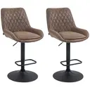 HOMCOM Bar Stools Adjustable Quilted Faux Vintage Leather Brown/Black 2pcs image 0