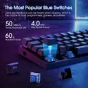 ET 60% kabelgebundene mechanische Gaming-Tastatur, QWERTY US-Layout, blaue Schalter, LED-Beleuchtung, 61 Tasten, ultra-kompakte Mini-Bürotastatur für PC/Mac/Xbox, leicht transportabel für Reisen – Schwarz image 3