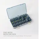 JORDAN&JUDY Portable Sealed Weekly Pill Organizer Large Capacity Pill Dispenser Pill Storage Box 21 Compartments-Brown image 3