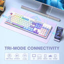 ET Clavier de jeu tri-mode 100 %, disposition QWERTY US, rétroéclairage RGB, touches macro personnalisables, 26 touches anti-ghosting, batterie 4000 mAh, claviers d’ordinateur au toucher onctueux image 3